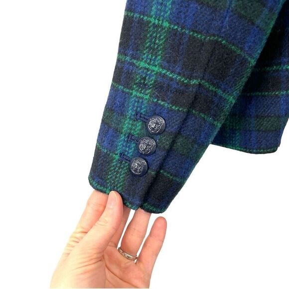 NEW Talbots Tartan plaid wool blend blazer jacket Size 16 green navy blue - Picture 5 of 7